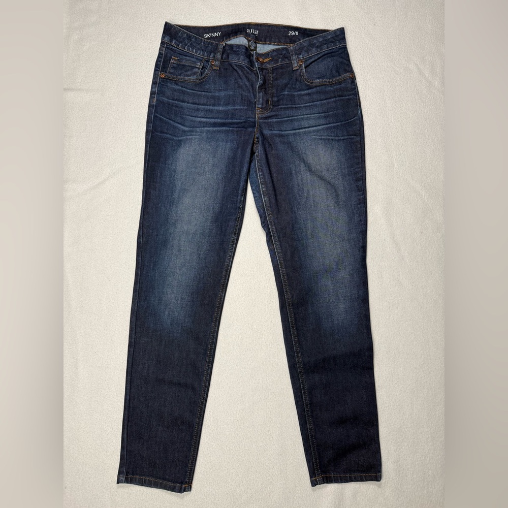A.N.A Skinny Dark Wash Whiskering Stretch jeans Size 29/8 #2197